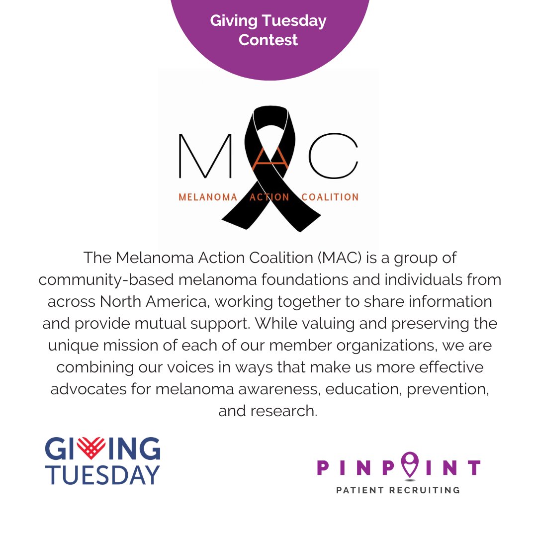 PinpointPatient's tweet photo. To vote for @MelanomaAction to win one of 3 donations, follow @PinpointPatient on Twitter and Like this post. For additional votes, retweet and comment. Each person is eligible for one retweet and comment per day. https://t.co/RpqM8zU9Ze