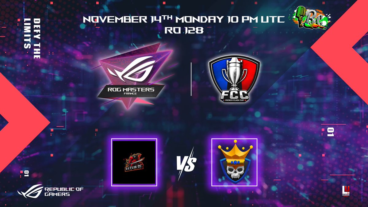 Agora é Definitivo ... Estamos de Volta!!!
🏆 FCC  ROG MASTERS🏆 
<a href="/FrenchCup/">French Clash Cup</a> <a href="/ASUS_ROG_FR/">ROG France</a> 
 
 ⚔️Clash Champs vs Savage HN ⚔️
<a href="/ClashChamps/">Clash Champs</a> vs #savagehn

📆Hoje
⏰19:15 🇧🇷

🎙️<a href="/BaduClash/">Badu Clash</a>
  
🎥 youtu.be/IzVooznTu5Y
