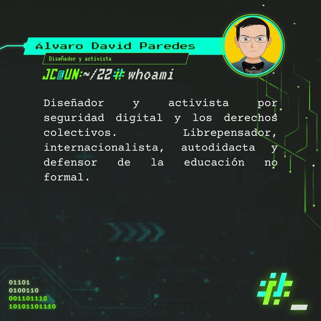 Alvaro David Paredes del @somos_CAD  nos hablará sobre los Desafíos de la seguridad digital en el sur global. No te pierdas esta y las demás charlas del #JCUN2022 

#Cybersecurity #ciberseguridad