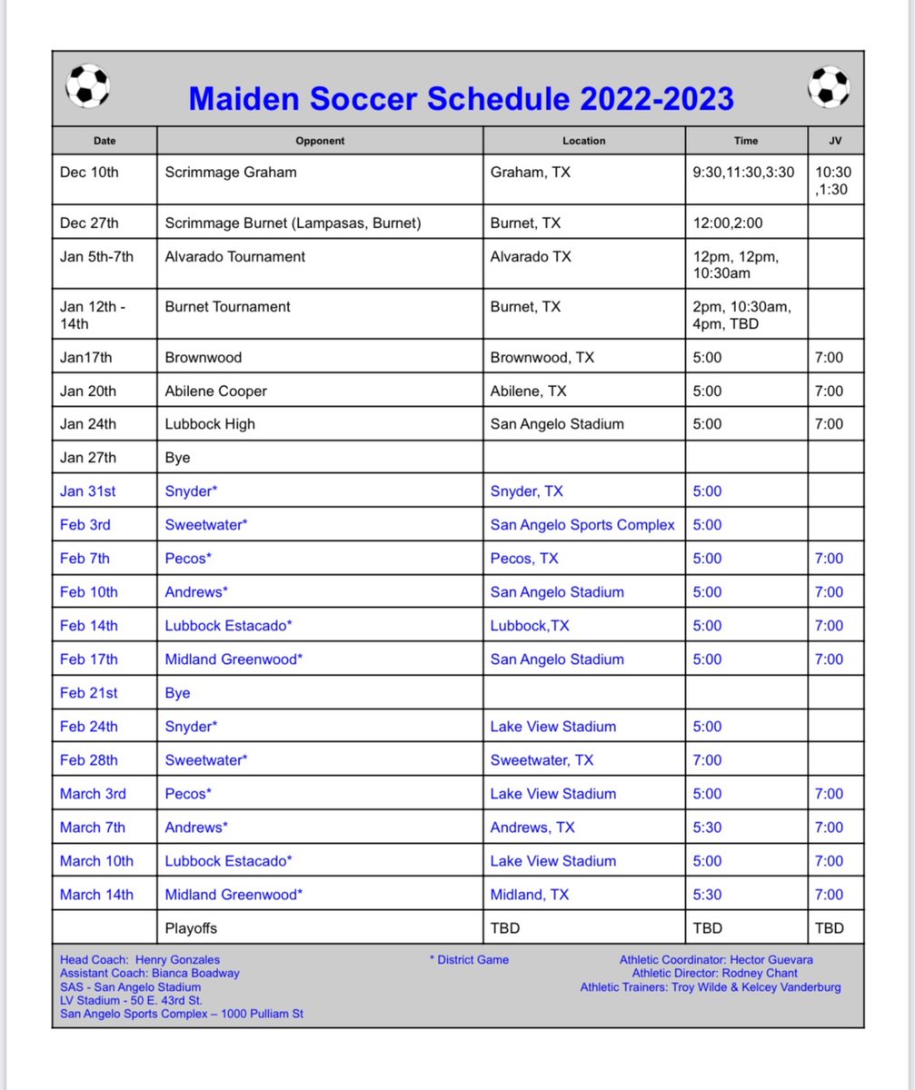 We have had a couple of game locations changes. Please refer to the new schedule.