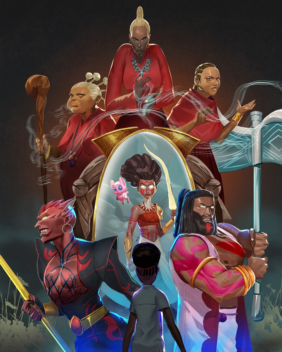 artofmorby's tweet photo. Land of Gods promo art for @vxanimation  

I had fun on this one, lots of colourful characters to draw. https://t.co/2i6yYgDxoq