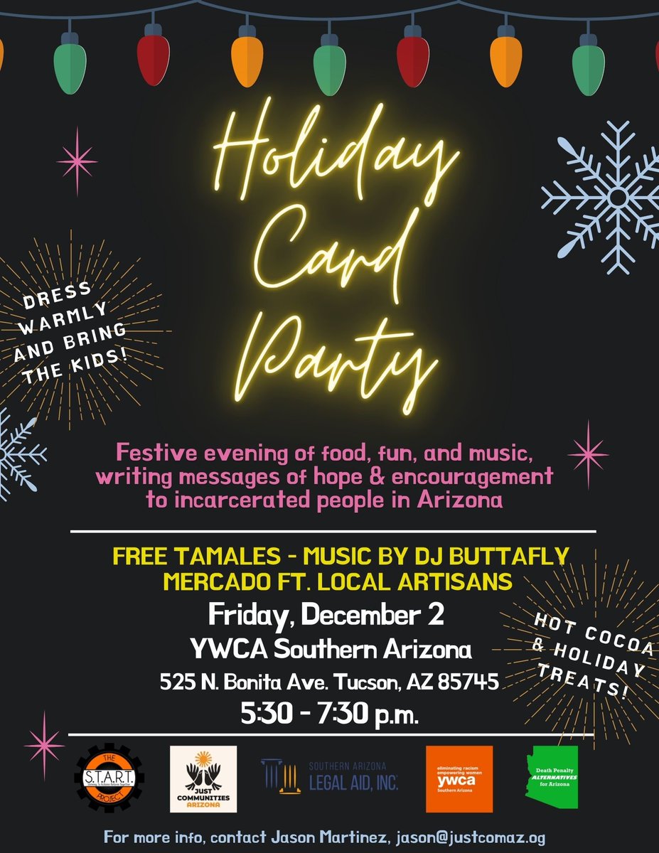 Join us in Tucson on 12/2 to write holiday cards to people incarcerated in AZ!