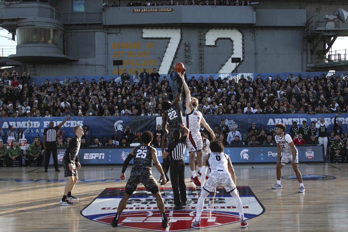 This past weekend, the @CVN_72 Abraham Lincoln hosted Gonzaga University and Michigan State University during the 2022 ESPN Armed Forces Classic - Carrier Edition! ⚓🏀 #USNavy #HOOYAH