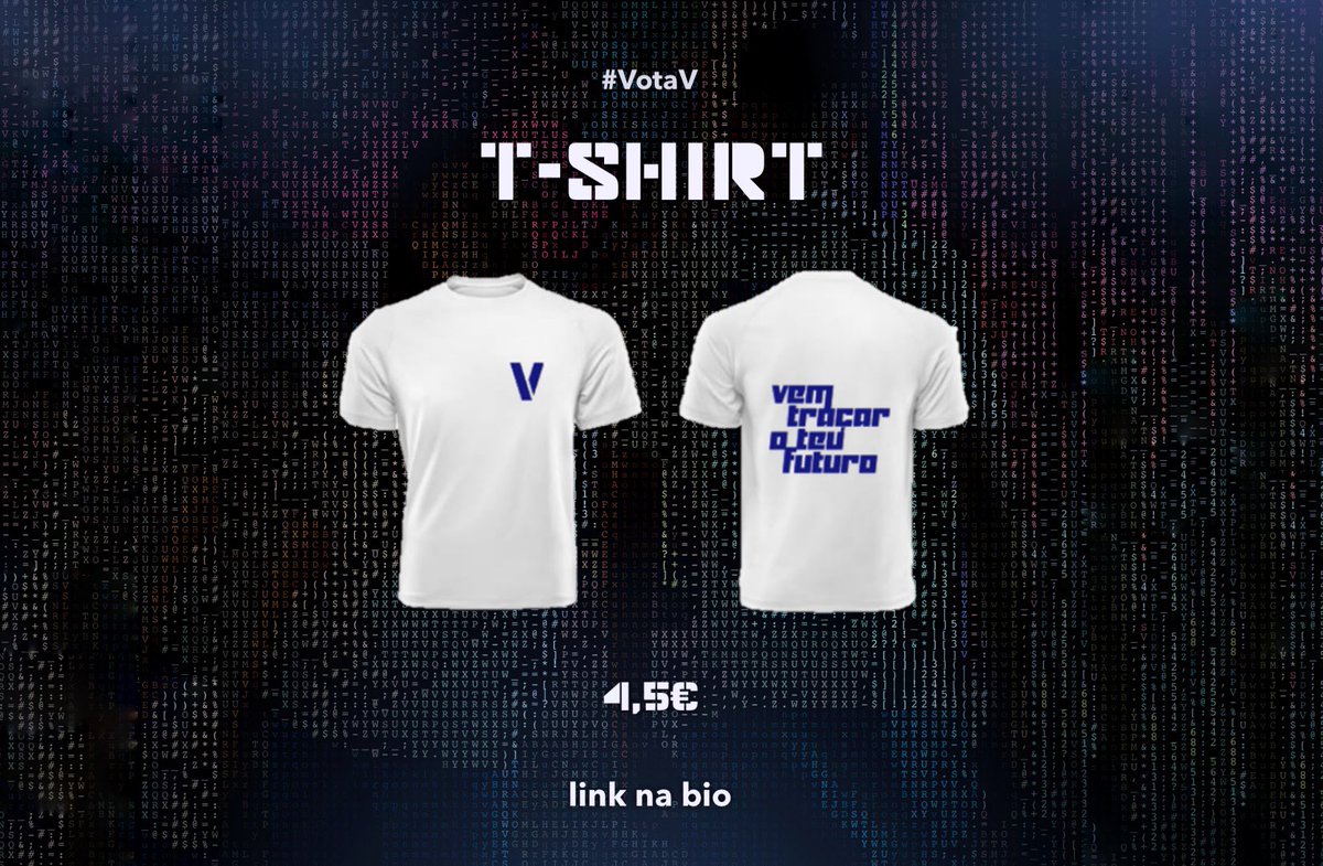 listaVesmt's tweet photo. Este é o design da T-shirt da tua lista do futuro 💙. Podem reservar a vossa através do nosso linktree que está na nossa bio. Caso tenhas alguma dúvida, acessa ao tutorial no destaque "linktree". Não te esqueças #VotaV e #VemTraçarOTeuFuturo ✌️ https://t.co/0bvxtGi7fs