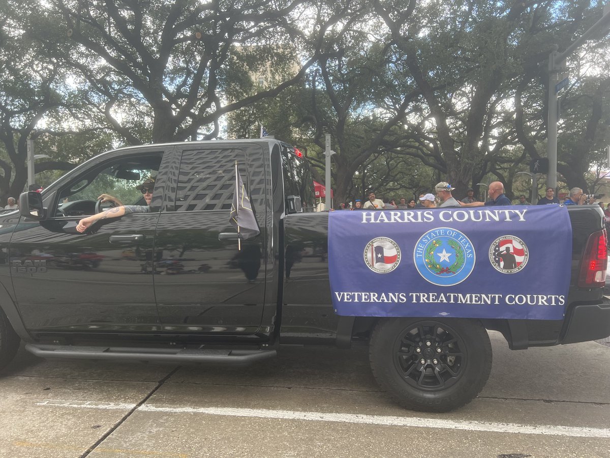 The Misdemeanor and Felony Veterans Court teams, and some participants from both programs, marched in the Veterans Day parade on Friday morning. #CSCDcares