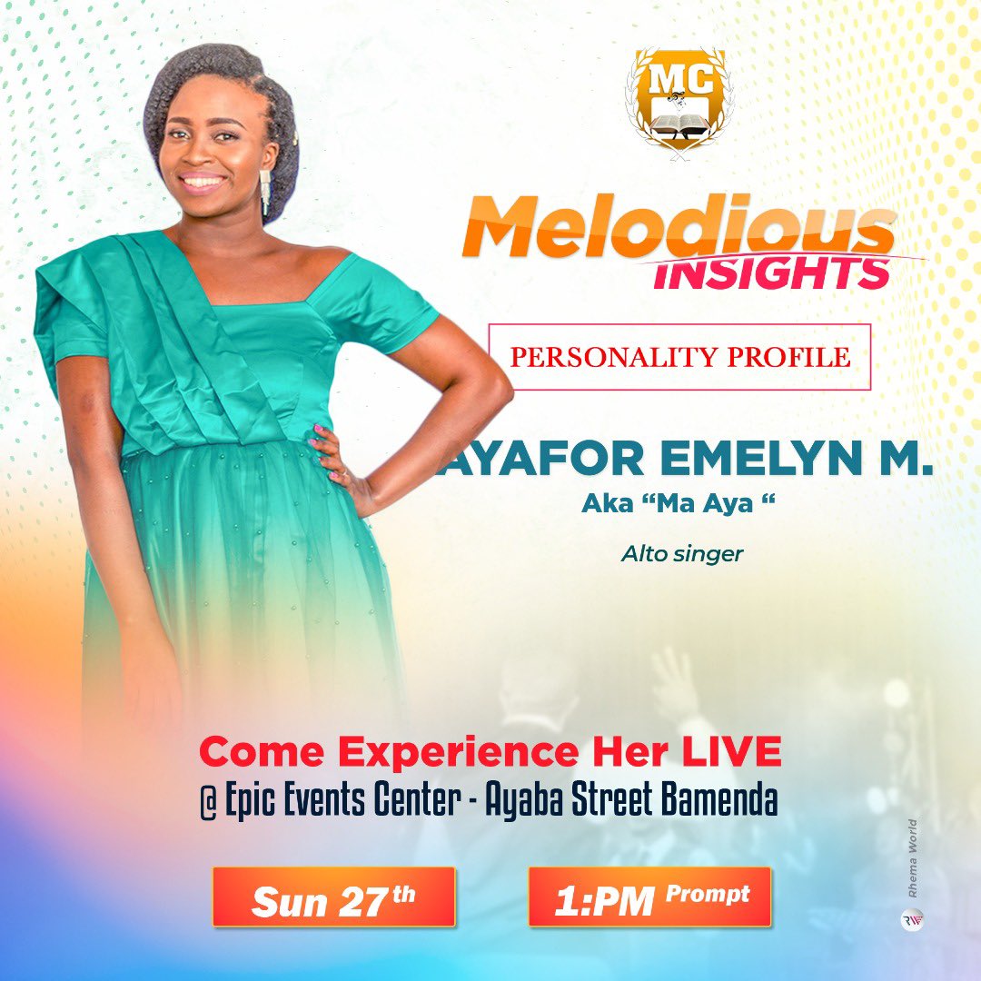 MelodiousCCmr's tweet photo. Safe the date!!! Because #NaWaoh
Sunday 27th Nov. 2022| 1PM |Epic Events center  Bamenda , Ayaba street . 
#dwellingintheheavens
#NaWaOh
#MCInsights
#MCPersonalities https://t.co/bbZqlLgKYP