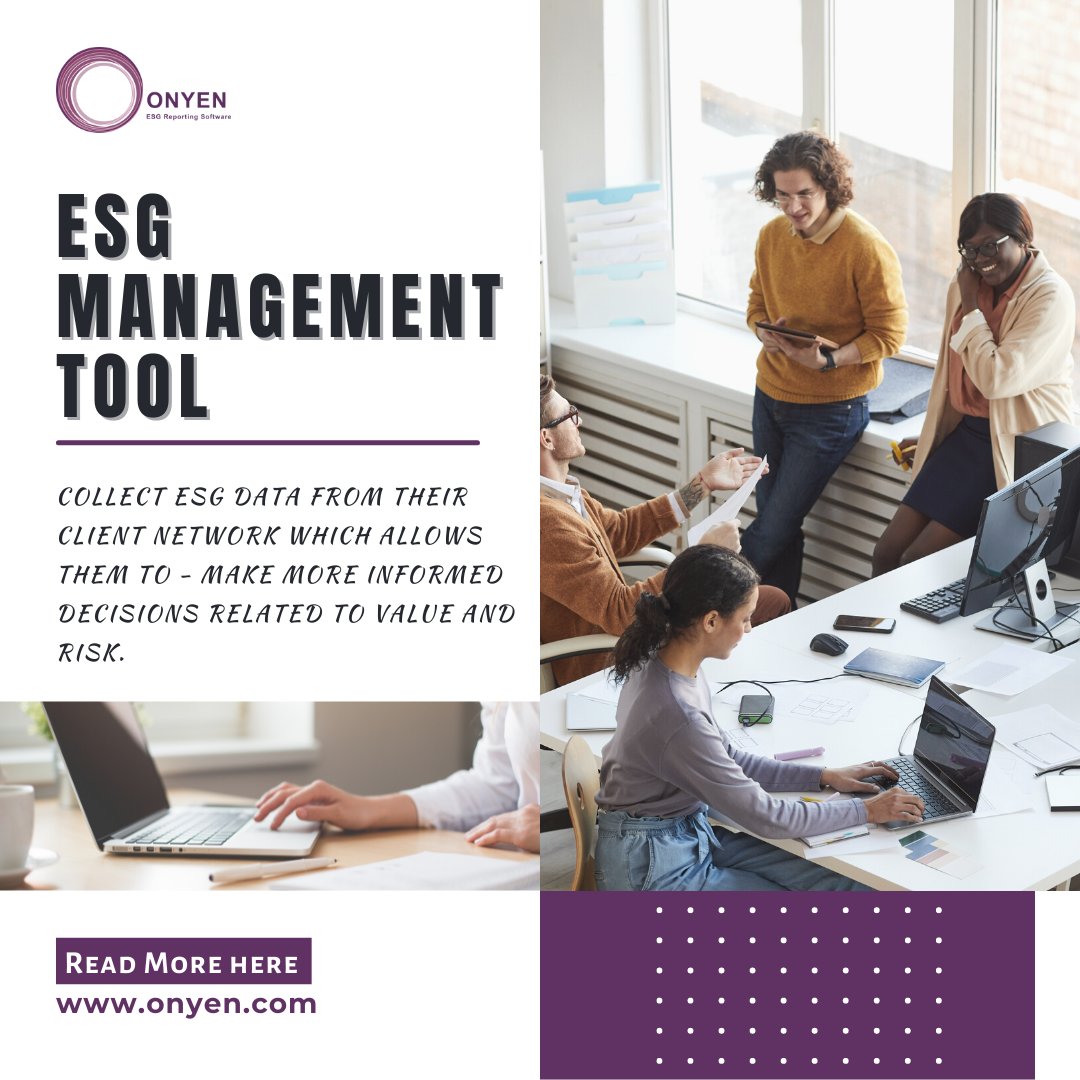onyencorp's tweet image. Collect ESG data from their client network which allows them to - Make more informed decisions related to value and risk. ESG Management tool. 

👉👉 onyen.com      

#ESG #environmental #esgreportingsoftware #sustainabilityreporting #sustainabilityreport