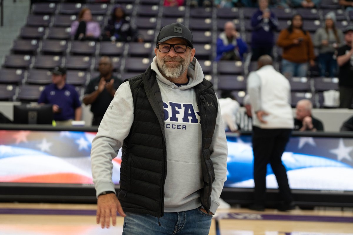 SFA_Soccer's tweet photo. Much 💜 to our guy in charge!

Head coach @tminatta was honored for his service to our country yesterday during @SFAWBB 's game. Thank you for your service to our country and all you do for us!

#AxeEm x #RaiseTheAxe x #WinInTheDark https://t.co/eMzH6hL6gY