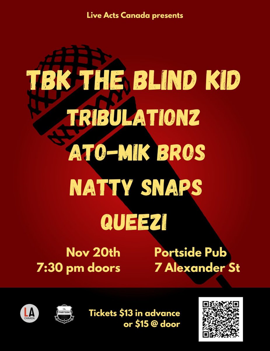 LiveActs is excited to present the amazing Blind Kid with Special Guests Tribulationz, Ato-mik Bros, Natty Snaps, and Queezi. Tickets and information available in the link...