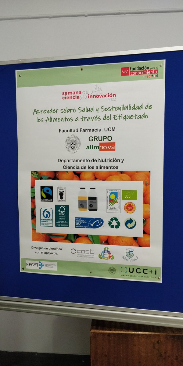 earranz's tweet image. ¿Qué podemos aprender de #salud y #sostenibilidad a través del #etiquetado? 
Hoy la actividad que hemos organizado en #alimnova ha tenido unos asistentes muy participativos, gracias! #SemanaCienciaInnovación en @ffarmaciaUCM 
Participan Fundación Sabor y Salud y @Circulability
