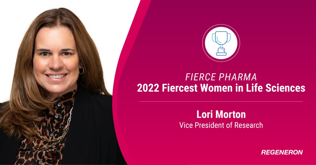 Regeneron's tweet photo. Congratulations to Dr. Lori Morton, Vice President of Research, on being named one of the 2022 Fiercest Women in Life Sciences by @FiercePharma!

Beyond Lori’s important work in the lab, she is committed to advancing women in science and STEM education. https://t.co/N3SJlbsFjm https://t.co/6welbmfPGk