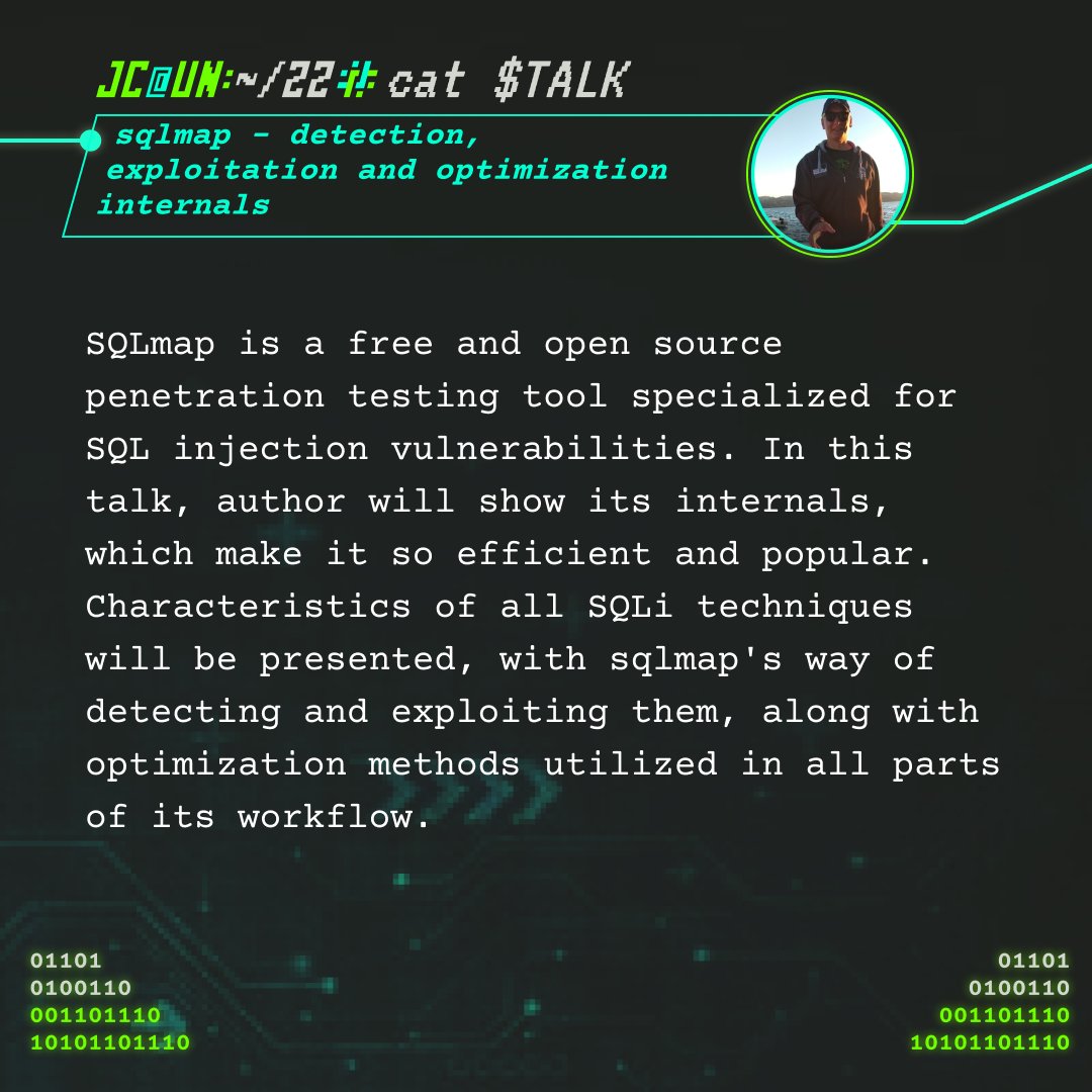 uqbarUN's tweet image. Directamente desde Croacia llega el gran @stamparm creador de SQLmap y quien nos dará la charla "sqlmap - detection, exploitation and optimization internals" en el #JCUN2022 No te pierdas esta oportunidad e inscríbete ya!!

#cybersercurity #ciberseguridad #Hacking