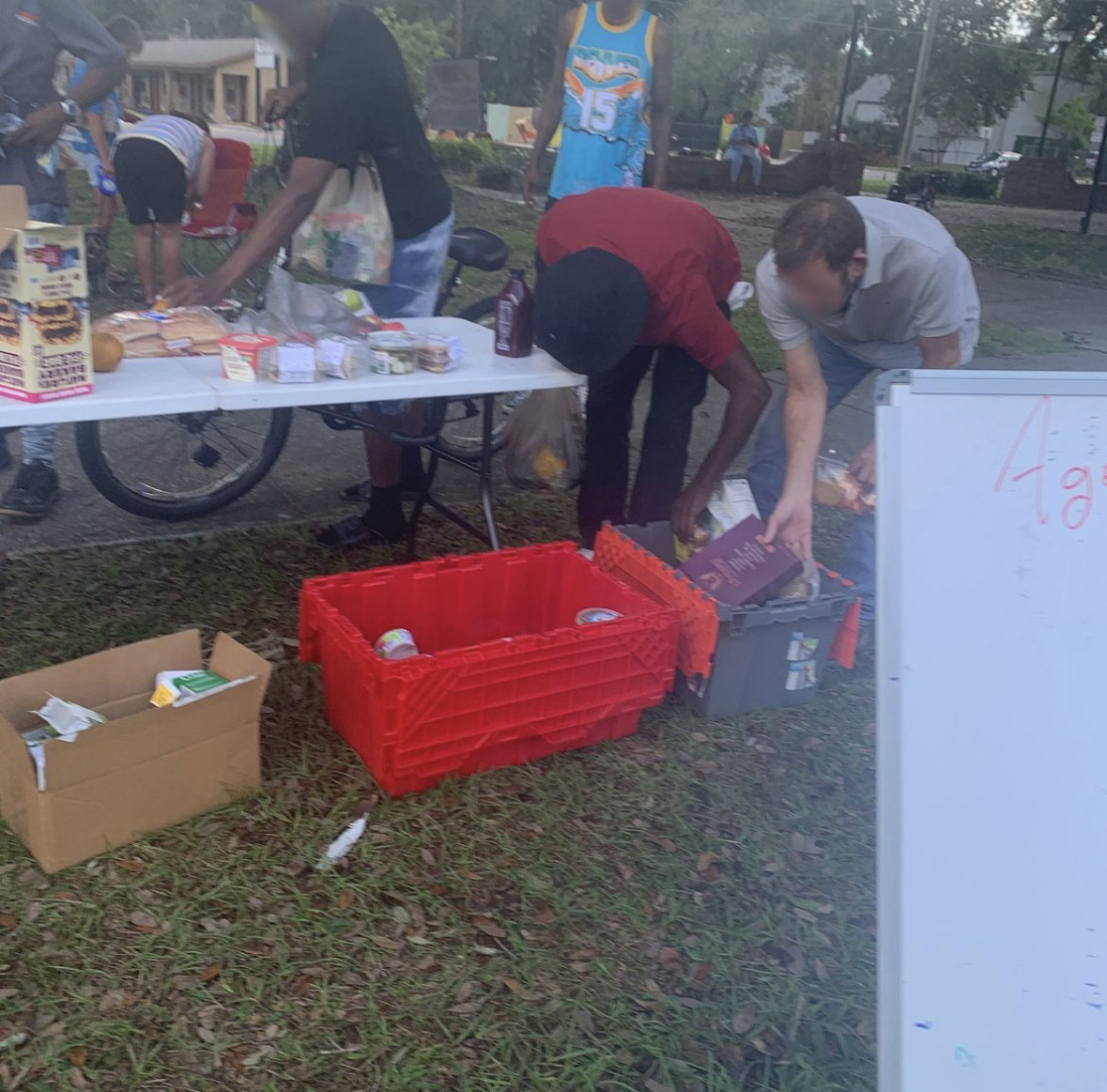TropCommunists's tweet photo. On Saturday, Committee members, supporters, and ETFB members gathered in Borrell Park to work on the logistics of further transforming the share into community meetings for an incipient tenant's organization. https://t.co/g2ziwOsnzU