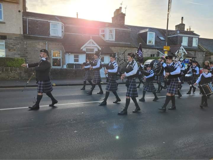 The band had the honour of leading the Davidson’s Mains Armistice Parade along Main Street on Sunday, Pipe Sergeant Izzy Webster played a beautiful lament as the wreaths were laid. This was a first for the band, a tradition we hope to continue for years to come. <a href="/Royal_High_Sch/">Royal High School</a>