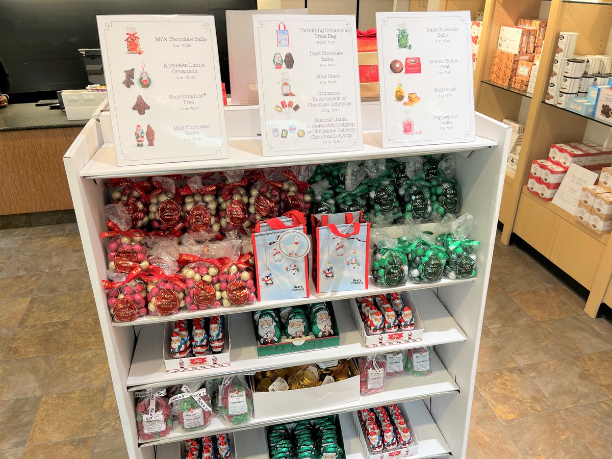 ShopWestTowne's tweet photo. The irresistible taste of See's Candies is back at West Towne! 💝🍫 🍬 Find their delicious assorted chocolates, peanut brittle, and truffles next to Von Maur through the Christmas season! 🎄 
https://t.co/n6pY1hGbTA
#Madison https://t.co/k33QOyt2xf