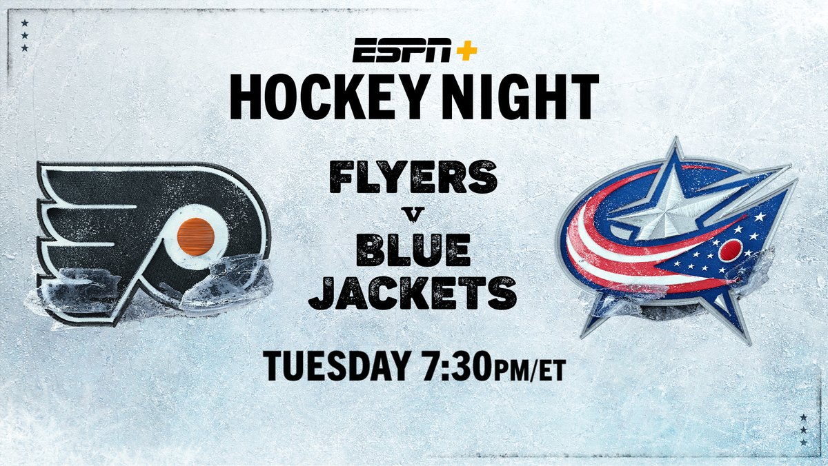 Tuesday, #NHL action continues on @ESPNPlus 🏒 7:30p ET | @NHLFlyers at @BlueJacketsNHL 🎙 @espnbob, @BrianBoucher33 Studio | @Buccigross, @lindacohn, @KevinWeekes More: bit.ly/3AgEvTv