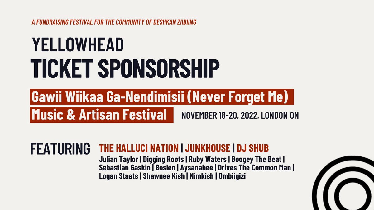 Yellowhead is sponsoring a select number of tickets to Gawii Wiikaa Ga-Nendimisi- a celebration of Indigenous art, music, &amp; culture with all proceeds going to save the remaining Mount Elgin Indian Industrial School Barn. More details and application here: docs.google.com/forms/d/e/1FAI…