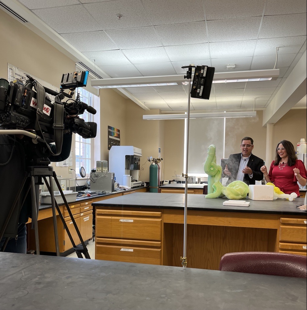 saintmichaelsvt's tweet image. The Chemistry Magic Show is tomorrow, 11/15 in the McCarthy Arts Center. Professor Dave Heroux showed WCAX reporter Cat Viglienzoni a few "magic" demonstrations, including how to make elephant toothpaste! Check out the station's broadcast tonight and see the show tomorrow at 7pm.
