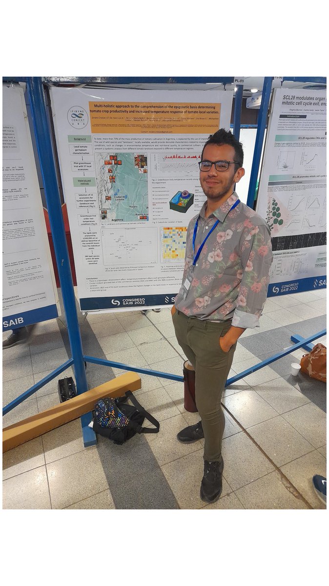 Cristian Zoraire ganó MEJOR PRESENTACIÓN POSTER - Área Plantas.
Título de charla: "Multi-holistic approach to the comprehension of the epigenetic basis determining tomato crop productivity and increased temperature response of tomato local varieties"