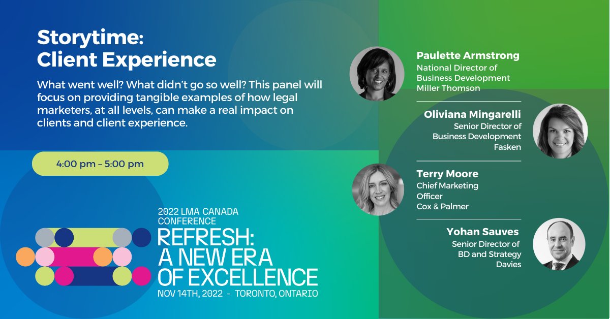LMAcanada's tweet photo. Keynote: Strategic Planning & Communication;
•Don’t undervalue collaboration/sharing
•Focus on your impact of needs and engagements
•Leverage data, comp./bus. intel. to tell a story
•Create once, repurpose everywhere (C.O.R.E)
#LMACA22 #Legal #Marketing #LegalMarketing https://t.co/Itxou9Zt8f