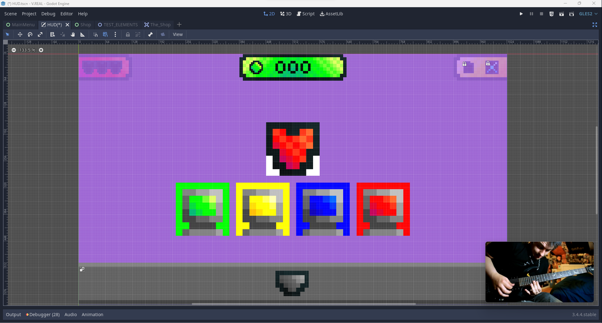owenoak95art's tweet photo. Working on an In-Game shop to spend your coins on! I think this works better than just finding Power Ups and Health within the Level. I plan to make New Icons that shows what each Power Up does Better.
🟨🟩🟦🟥
#VREAL #Godot #GodotEngine #IndieGame #GameDev https://t.co/qVbEKdfxII