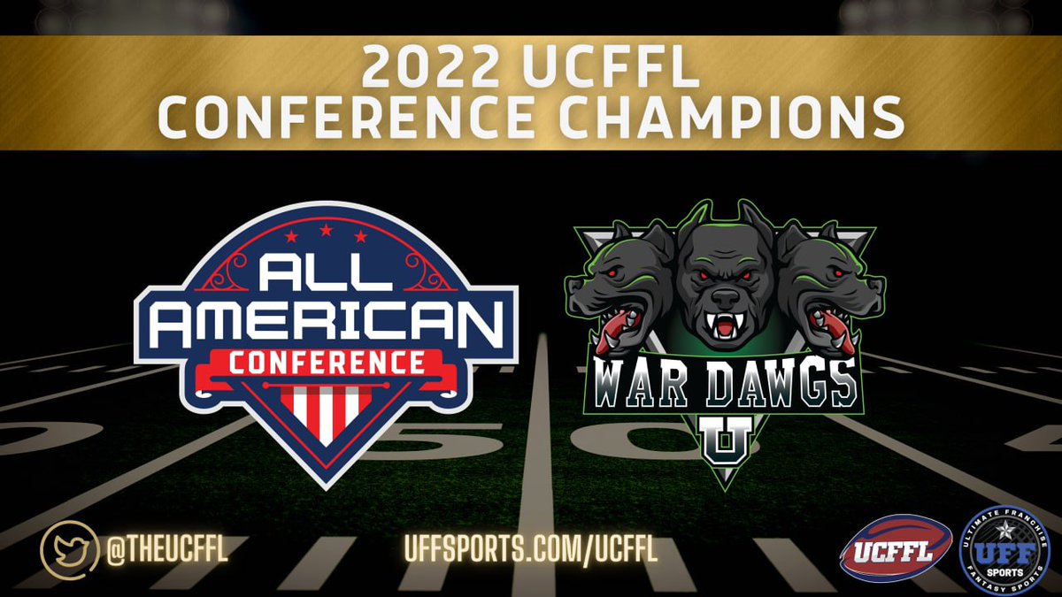 💥CONFERENCE WINNERS💥

The 1st @UFFSports "Ultimate College #FantasyFootball League" regular season is complete!

🏈 Check out our 2022 #CollegeFootball Conference champions:

1. <a href="/NRedhawkstate/">North RedhawkState</a>
2. <a href="/ScovilleGhost/">SCOville Ghost</a>
3. <a href="/WrathSeas/">Seven Seas Wrath</a>
4. <a href="/WarDawgs_UCFFL/">WarDawgs</a>

On to the playoffs!