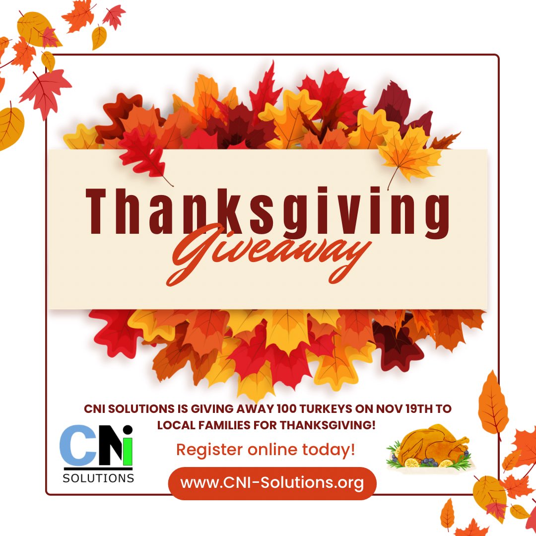 ParityHit's tweet photo. Huntsville AL. CNI SOLUTIONS is giving away 100 Turkeys on November 19th to families who can use a helping hand this Thanksgiving. Please register for a turkey on the website events pages https://t.co/V7F250LvEK or click the link below. https://t.co/p2zTe57eY7