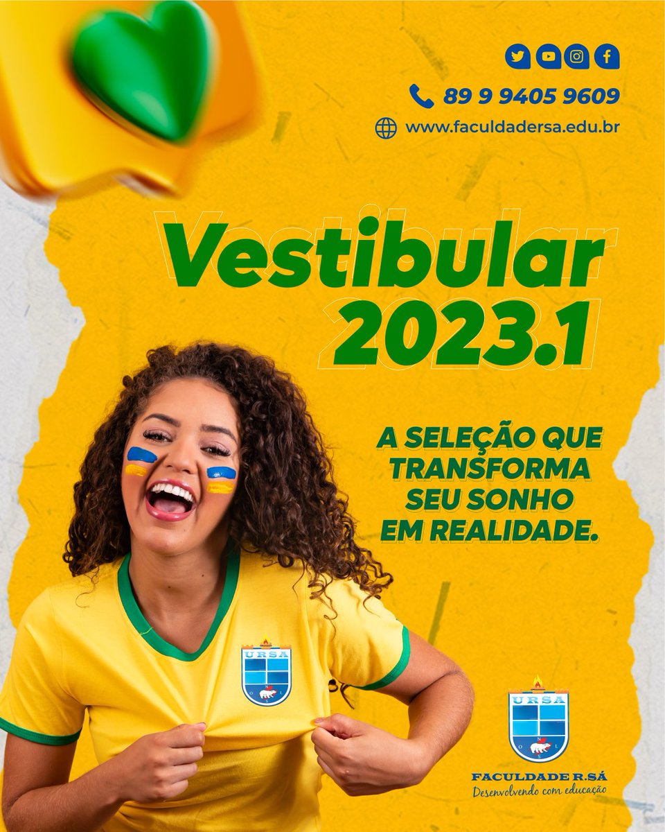 faculdade_rsa's tweet photo. É hora de conquistar o seu sonho! Inscreva-se já no Vestibular R.Sá 2023.1: https://t.co/XGbOZbOKD0 
Vagas para os cursos de Administração, Ciências Contábeis, Ciência da Computação, Direito, Fisioterapia, Jornalismo, Pedagogia, Psicologia e Serviço Social. 

#FaculdadeRSA #Picos https://t.co/Ge25LEyafH