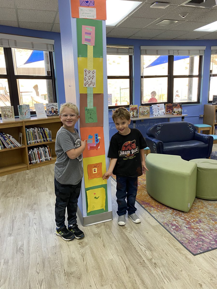 Students helped to make totem poles for our library in recognition of Native American Heritage Month ⁦<a href="/BLDolphins/">Bay Laurel Dolphins</a>⁩ ⁦<a href="/LVUSD/">LVUSD</a>⁩ ⁦<a href="/LVUSDLibraries/">Tina Johnson</a>⁩