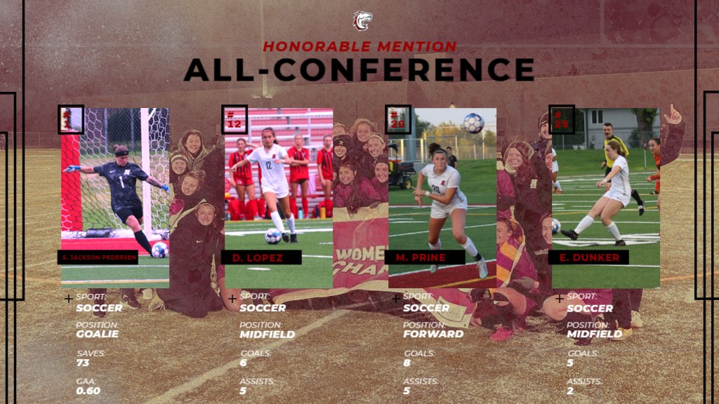 Earning HM All-Conference Honors were Sofie Jackson-Pedersen, Dulce Lopez, Miley Prine and Eva Dunker