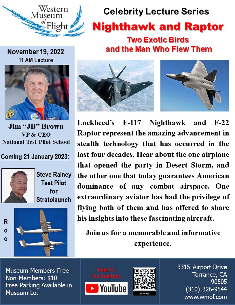 Join the Western Museum of Flight on Saturday, November 19th at 11:00 am for an exclusive celebrity lecture – Two Exotic Birds and the Man Who Flew Them.

➡️ fal.cn/3tAMH
