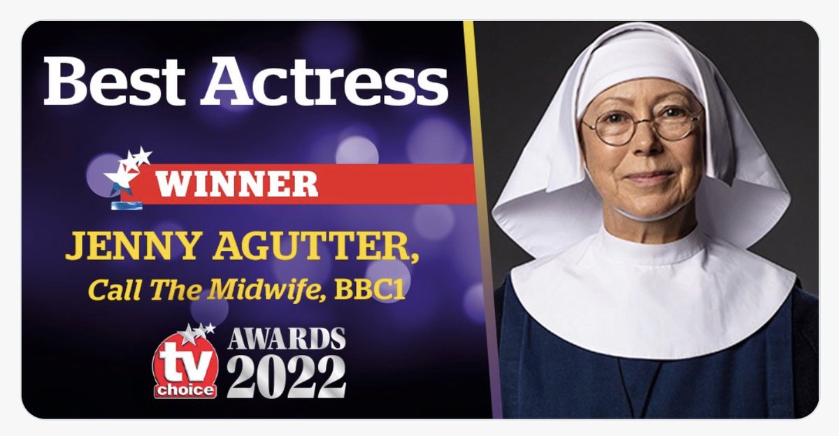 OMG!!!!! @4JennyAgutter WINS BEST ACTRESS AWARD!! 🎉🎉🎉🙌🙌🙌 #CallTheMidwife #tvchoiceawards 
WELL DONE JENNY ❤️❤️❤️