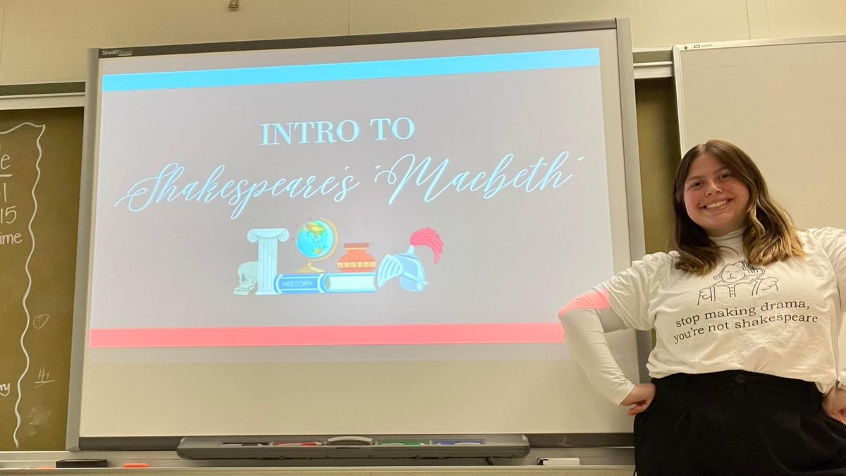 Ms. Payne is ready to dive into Macbeth with her IB English 9 cohort students! <a href="/OMHS_IB/">Old Mill High School IB</a>