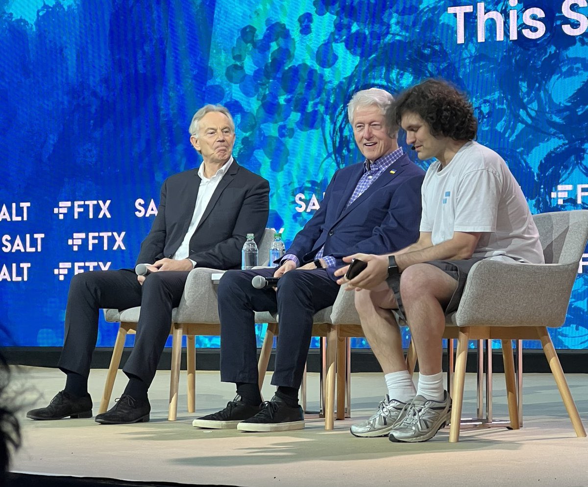 Tony Blaire, Bill Clinton und Samuel Bankman-Fried