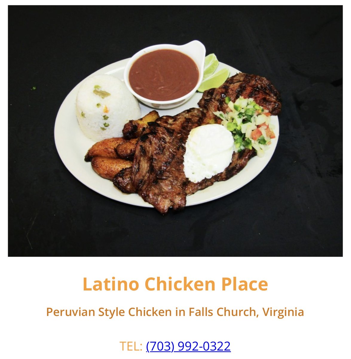 Menuocity's tweet photo. Latino Chicken Place has been serving Serving Charcoal Roasted, #PeruvianChicken since 2008. Located at 7263 Arlington Blvd, Falls Church, VA you can #OrderOnline for delicious #Takeout https://t.co/TK1MozYCUA #SupportLocal #Menuocity #HispanicFood #CharcoalChicken https://t.co/1a4qWBk3Uw