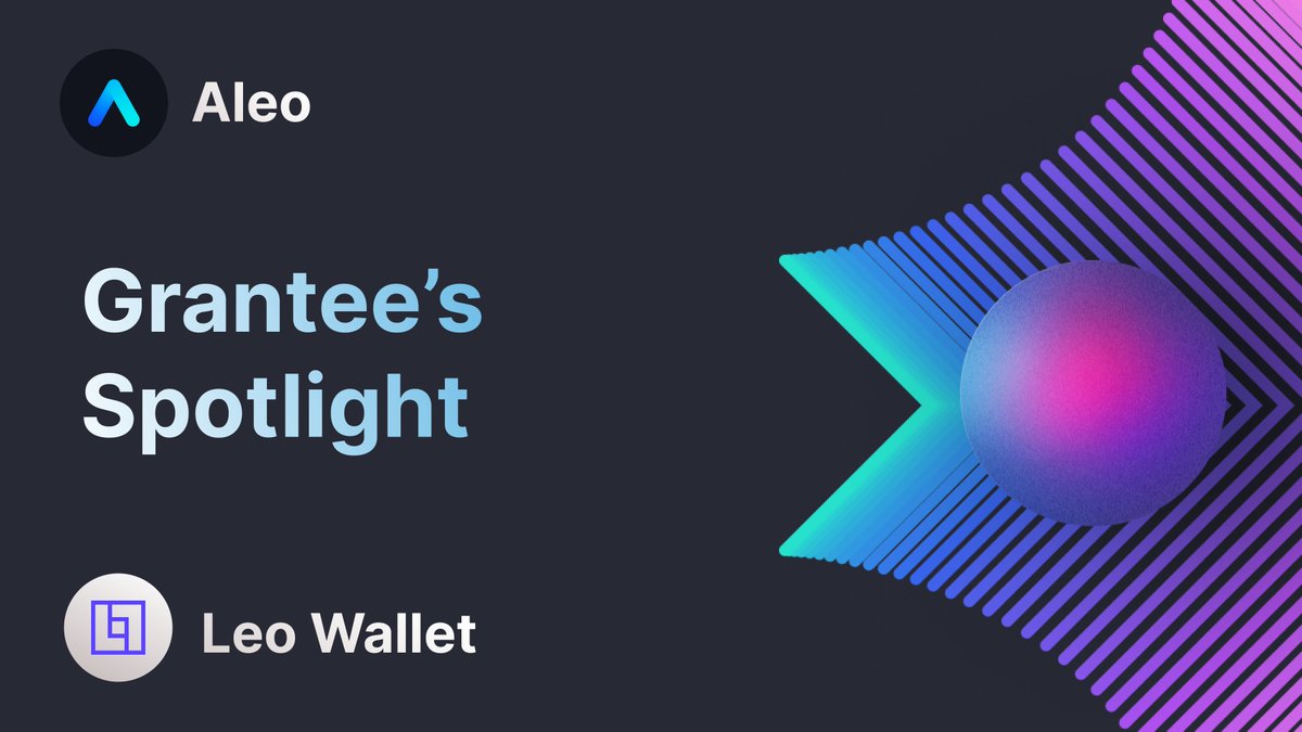 AleoHQ's tweet image. We are thrilled to announce The Grantee Spotlight - a segment dedicated to highlighting promising projects building on #Aleo.

Today the spotlight shines on @theLeoWallet 💡