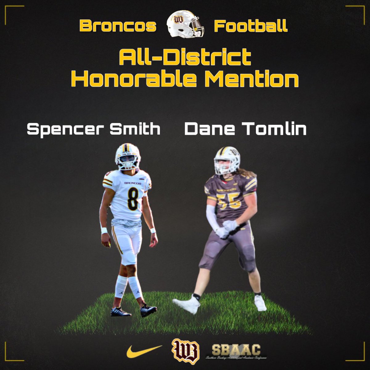 Congrats to <a href="/tomlin_dane/">Dane Tomlin</a> and <a href="/Spencer23Smith/">Spencer Smith</a> on being named All-District Honorable Mention!! #RiseAsOne #BrownCountyBuilt