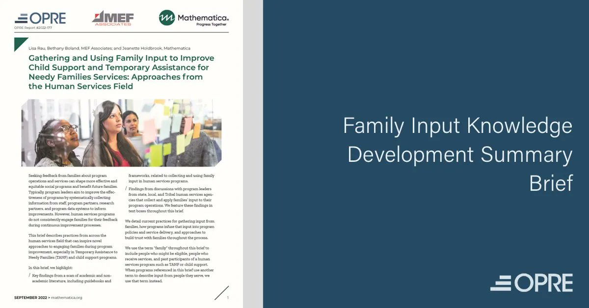 Building and maintaining trust with families is an essential component in authentically and meaningfully engaging with families to improve human services programs.

Learn more in this new brief from <a href="/MEF_Associates/">MEF Associates</a> and <a href="/MathematicaNow/">Mathematica</a>.
 buff.ly/3FXDJOW
