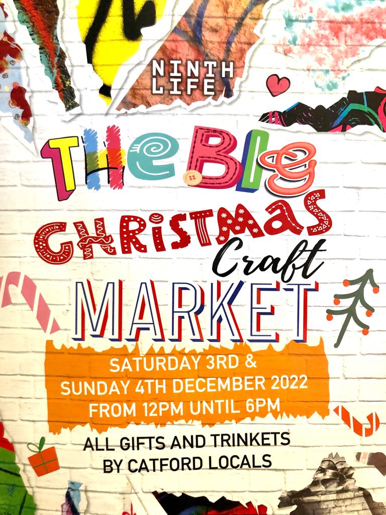 So here we go with our official market poster, 3 and 4 December <a href="/ninthlifepub/">ninthlifepub</a>!  We can't wait to have <a href="/KateEmblen/">Kate Emblen</a>, <a href="/ShellyanneCraft/">Shellyanne Creates</a>, <a href="/EmilyBrandArt/">Emily Brand</a>, <a href="/DenaRangeley/">Dena's Designs</a> and loads more local awesomeness.  #Catford #WeAreLewisham