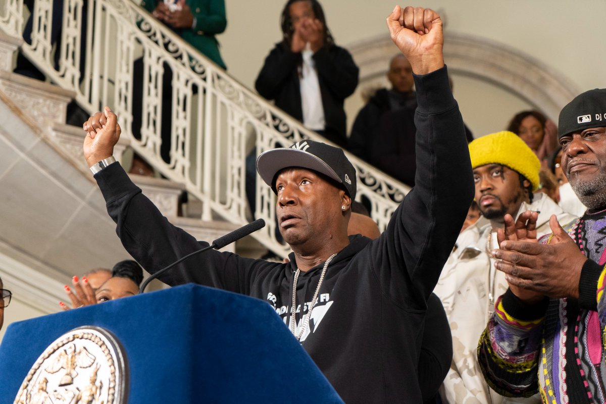 NYCMayor's tweet photo. When these brothers and sisters started the hip hop movement, it was criminalized. Today, it's a multibillion-dollar industry.

Your beats and words were the energy of an entire generation, and we'll celebrate their 50th anniversary with multiple events across the city in 2023. https://t.co/JOdpvbRn4h