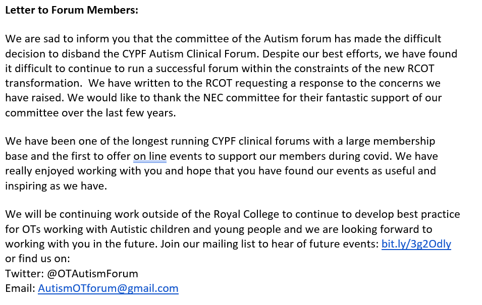 OT Autism Forum tweet media