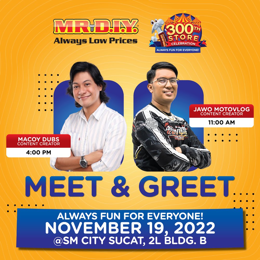 mrdiyPH's tweet photo. MARK YOUR CALENDARS!

Join us on November 18 to 20, 2022 as we celebrate this another milestone. Exciting activities and freebies await you! 

#MRDIYPH300Stores
#MRDIYPH #AlwaysLowPrices
#AlwaysFunforEveryone https://t.co/8PlWH05DcO