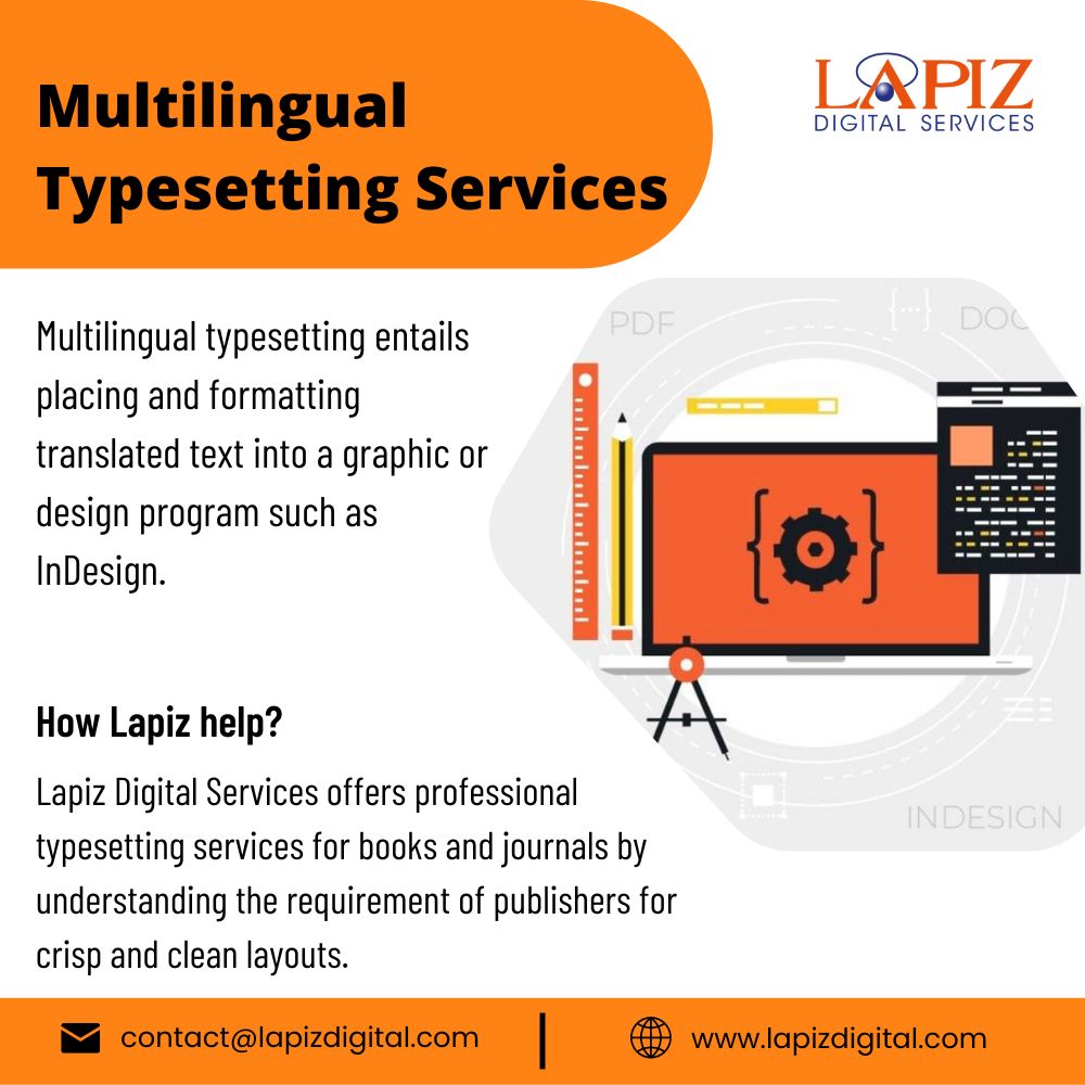 lapizweb's tweet image. Multilingual typesetting entails placing and formatting translated text into a graphic or design program such as InDesign.
#multilingualtypesetting #typesetting #typography #typesetting #typedesign #lapizdigitalLapiz Digital Services
visit : lapizdigital.com/publishing-ser…