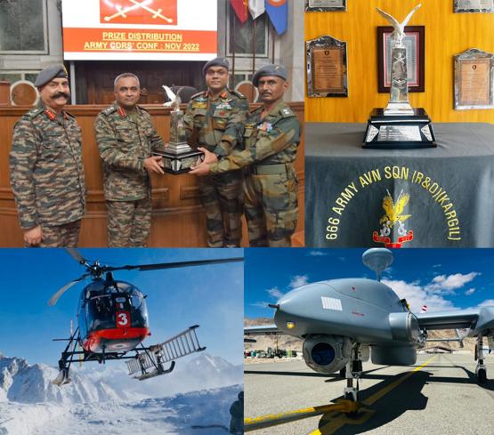 NorthernComd_IA's tweet photo. #NorthernComd congratulates 666 Army Aviation Squadron for being conferred the ‘Chief of Army Staff Flight Safety Trophy’ for the year 2021-22 for maintaining the highest standards of flight safety &amp; proficiency in establishing, managing &amp; promoting a #Flightsafety culture. https://t.co/UeT8Rl4Cse