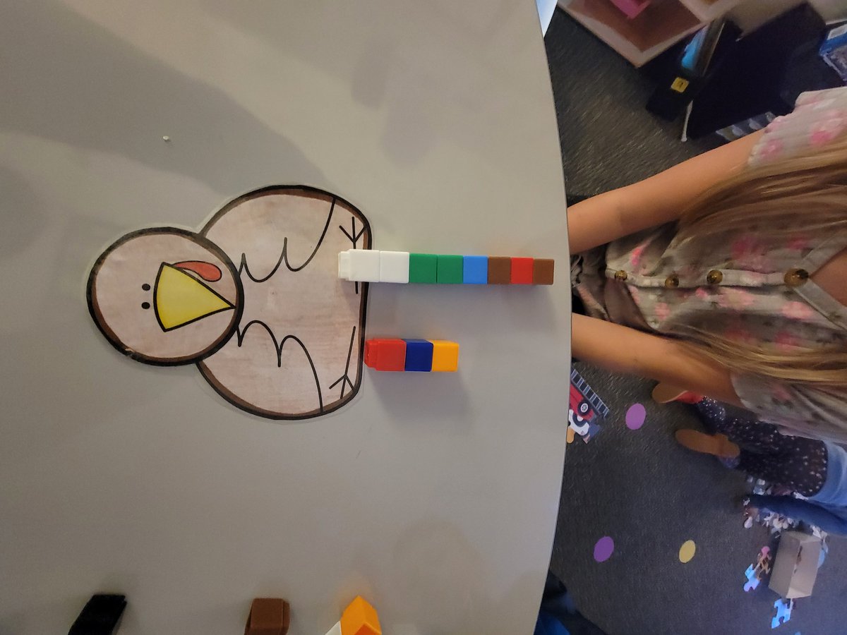 These silly turkeys with wonky legs helped us solve subtraction problems involving situations of comparing. We noticed how many cubes they had in common, how many needed to catch up, and created a subtraction equation! <a href="/HumbleISD_HHE/">Hidden Hollow Elementary</a> <a href="/HumbleISD/">Humble ISD</a> <a href="/HumbleElemMath/">Humble ISD Elementary Math</a> <a href="/WhitneyLivengo5/">Whitney Livengood</a>