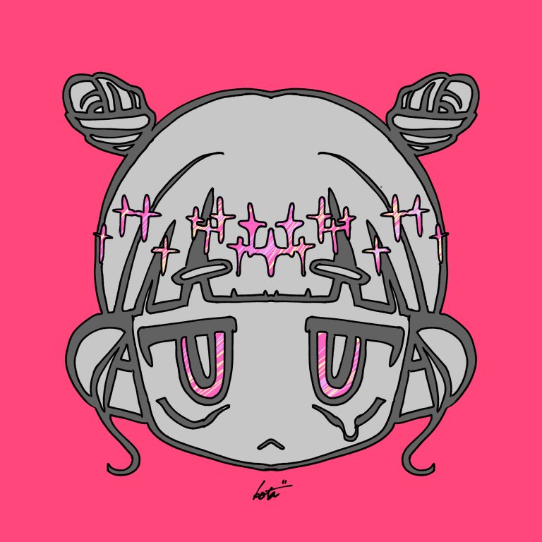 pink background signature no humans simple background solo :< pink eyes  illustration images