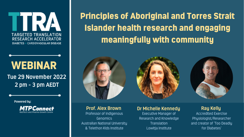 In advance of TTRA's Round 3 funding opportunity to support diabetes & CVD projects to address unmet health & medical needs of First Nation’s people, we are holding a webinar on 29 Nov 2-3 pm to highlight principles for Indigenous research. Register bit.ly/3AgctI1