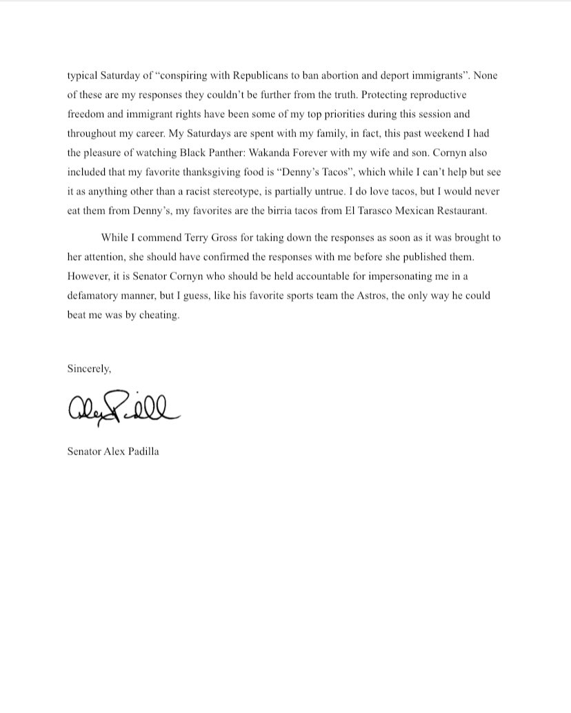 Alex Padilla (Parody) tweet media