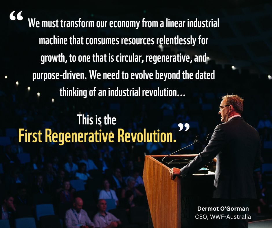 Our CEO <a href="/DermotOz/">Dermot O'Gorman</a> spoke at last week’s <a href="/impactxtech/">Impact X</a> event in Sydney on the need for our next revolution to move away from industrialisation and become a circular, purpose-driven and regenerative one. 🌱👇 

#RegenerateAustralia #innovation #regenerativerevolution