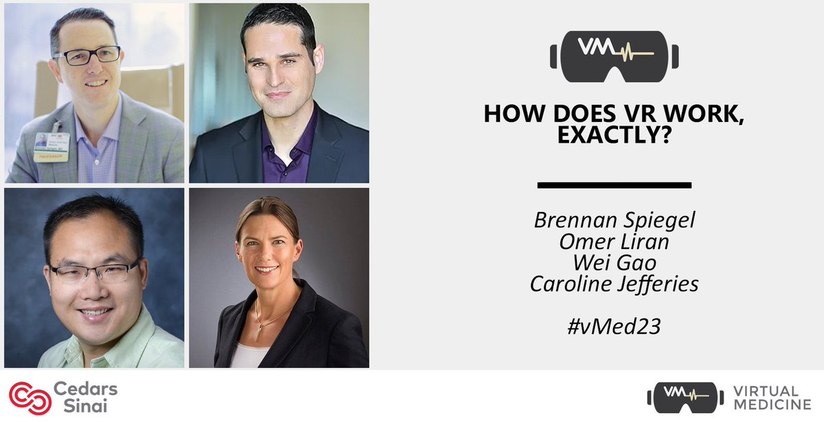 How does #VR work, exactly? In this #vMed23 session, we'll hear from a neuroscientist, psychiatrist & immunologist to explore the manifold effects that VR has on mind and body to reduce acute and chronic pain. I can't wait to moderate! Full agenda here: virtualmedicine.org/conference/age…